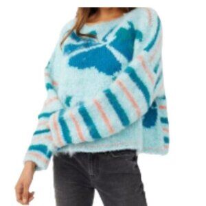 Free People Lily Sweater Mosaic Sky Combo Small NWT